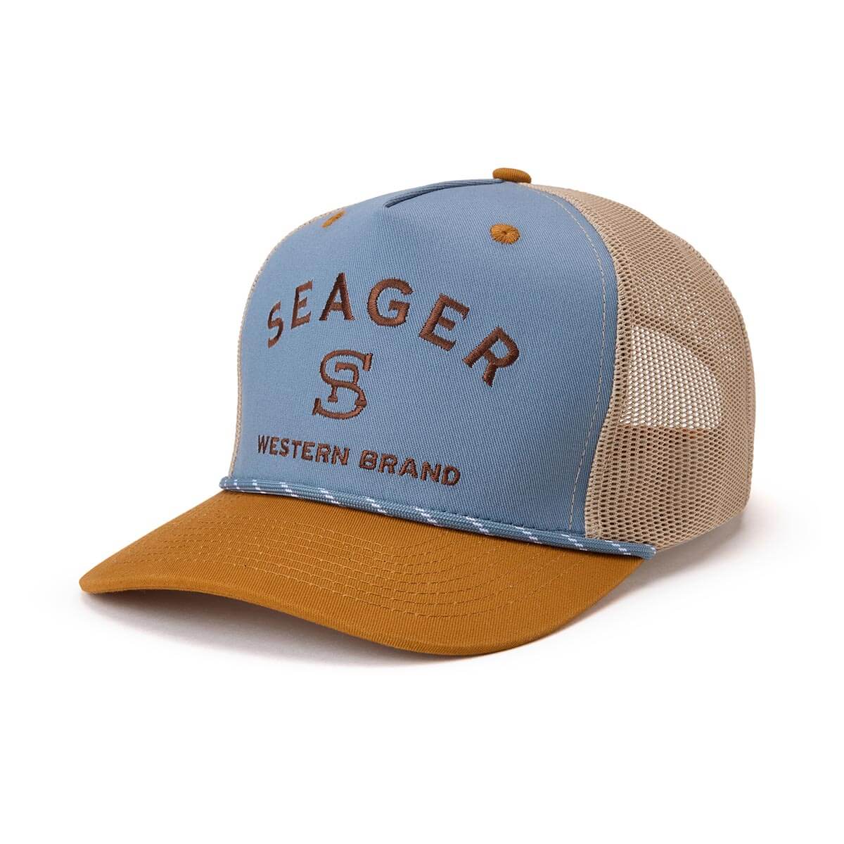 Branded Trucker Snapback/Tan/Blue